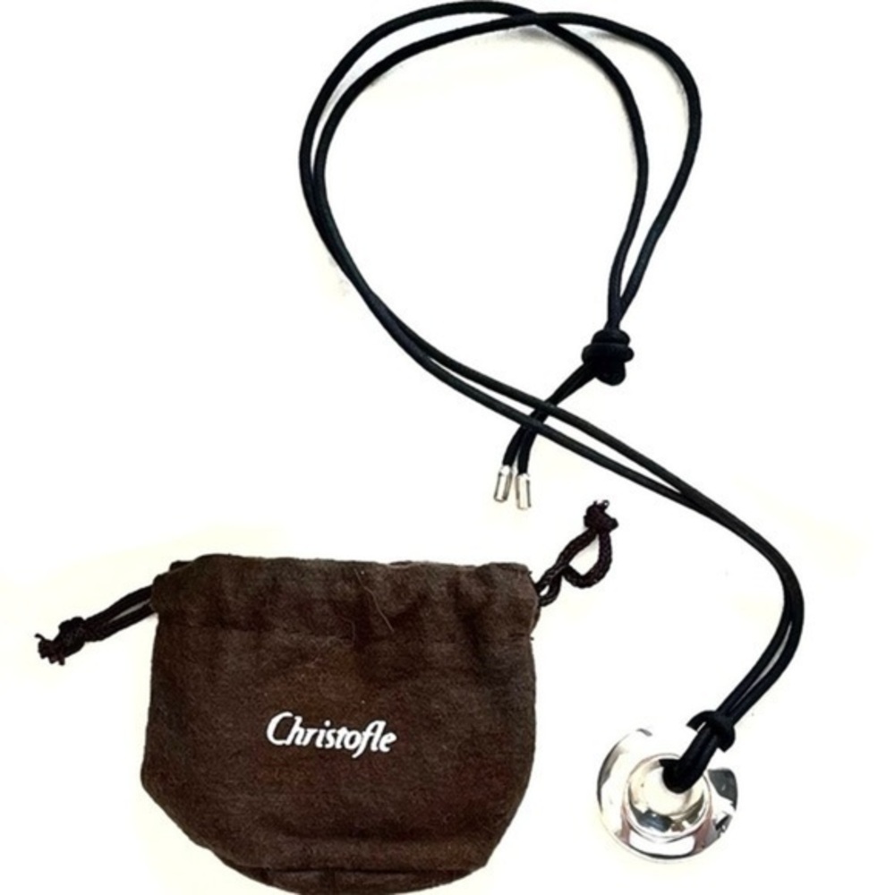 Christofle (925) Circle Pendant W/ Silk Cord! - image 1